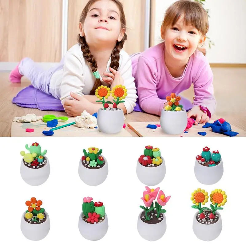 Kids Modeling Clay Fake Potted Plants Cute Harmless Clay DIY Crafts Funny - £13.34 GBP