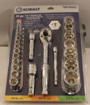 Kobalt 24 piece socket set 5/32&quot; to 1&quot; 20 sockets SAE Standard 3 in 1 Ra... - $25.00