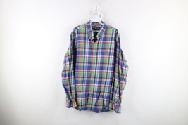 Vintage 90s Ralph Lauren Mens XL Faded Rainbow Plaid Flannel Button Down... - £31.13 GBP