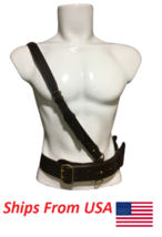 Army Sam Browne Belt With Shoulder Strap Brown Leather Brass-120 cm - £50.17 GBP