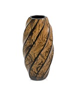 Spiraling Artistry Carved Dark Brown Mango Tree Wooden Vase - £24.90 GBP