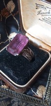 Antique Vintage Victorian 1890-s Amethyst Silver Heavy Ring Size US 5 1/2, UK L - £132.94 GBP