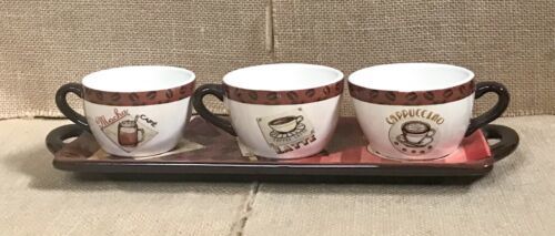 Yankee Candle Company Coffee Shop Mocha Latte Mini Mug Tea Light Holders w Tray - $19.80