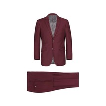 Men RENOIR suit Solid 2 Button Business Formal All Purpose Slim Fit 201-8 Wine image 2