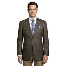 Mens sport Coat APOLLO KING Window Pane 100% Wool super 150's C14 Brown Coffee image 3