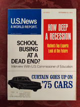U S NEWS World Report Magazine September 16 1974 School Busing 75 Cars R... - $14.40