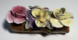 Flower Pot Thorley China Ltd. Log with Bone China Hand painted Roses Vio... - £20.68 GBP