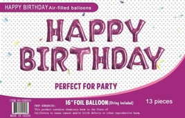 16&quot; Fuchsia Foil Balloons Happy Birthday Banner Decoration Events Party - £12.93 GBP
