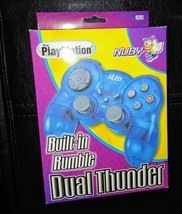 NUBY Dual Thunder BLUE PlayStation / PS1 Controller with Built-in Rumble - NEW - £19.19 GBP