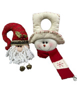 Christmas Door Knob Hanger Snowman &amp; Santa Set Of 2 Holiday Home Decor - $17.97