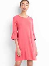 GAP Women Pink Softspun Knit Bell Sleeve Scoop Neck Back Seam Pullover Dress XS - £27.21 GBP