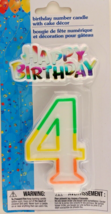 4th BIRTHDAY CANDLE 3 inch With glossy color HAPPY BIRTHDAY Cake Decorat... - $6.62
