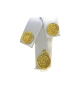 14k Yellow Gold Medium ST. Benedict 2pc Medallion Set (Earrings & Charm) - £233.62 GBP
