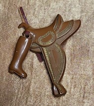 Vintage 1940s Celluloid Western Saddle and Boots Pin Brooch CowGirl Jewelry - $39.59