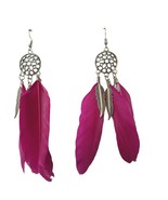 Boho Pink Peacock Feathers Tribal Dream Catcher Earrings Womens Costume ... - €13,09 EUR