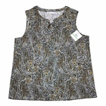 Rafaella 100% Cotton Leopard Print Women&#39;s Sleeveless Shirt Top Blouse, Size L - £10.11 GBP