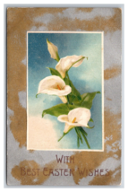 Best Easter Wishes Lily Flower Blossoms Foiled Embossed UNP DB Postcard R30 - £3.08 GBP
