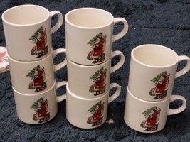 Gibson Housewares Santa Claus Holding a Tree Small Coffee Cup Vintage- Set Of 8 - £16.53 GBP