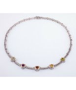 Magnifique Multi Couleurs Véritable Pierres Précieuses Collier Fixé En S... - $496.15 CAD