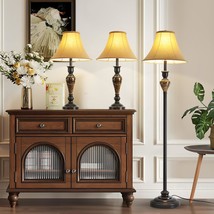 3-Piece Vintage Style Table Lamp And Floor Lamp Set, E26 Socket Design, 3-Pack,  - £157.11 GBP
