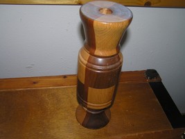 Vintage Handmade Thick Wood Mosiac Candlestick Candle Holder for Taper C... - $8.59