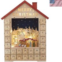 19-Inch Battery-Operated Light-Up House with Nativity Scene Advent Calen... - $156.08