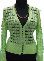 Cache Peek A Knit Sequins Kissed Sweater Top New Cardigan Tussan Silk $118 NWT - £37.84 GBP