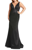 Mac Duggal 48895 Sleeveless Metallic Trumpet Gown SZ 26W  Black $498 - $291.46