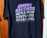 Rhino Records T Shirt Vintage Black Size Large L - £27.59 GBP