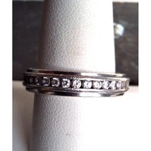 MEN&#39;S 925 STERLING SILVER AND COLORLESS GEMS SPINNER BAND RING SIZE 9.75... - $41.18