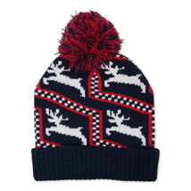 Holiday Time Women’s Intarsia Knit Holiday Beanie Dark Navy One Size - £12.46 GBP