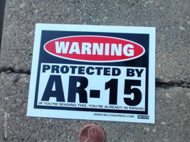 Small 4X3&quot; Decal Sticker Warning Protected By AR-15 - £4.68 GBP