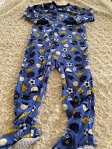 Carters Boys Blue Yellow Football Soccer Baseball Fleece Long Sleeve Pajamas 2T - £4.61 GBP
