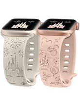 Girovo 2 Packs Cartoon Engraved Bands Compatible with Apple Watch Bands 41mm 40 - £27.22 GBP