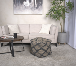 Charcoal Poncho Square Pouf Ottoman - Stylish Home Decor - $1,480.57 MXN
