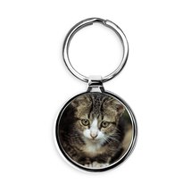 Cute Brown Kitten Circle Keychain - $20.00