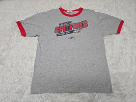 Vintage WINDSOR SPITFIRES M Ringer T-SHIRT OHL CHL Reebok Made In Canada... - $22.74