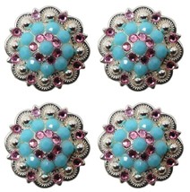 4 Conchos Rhinestone Horse Saddle Western Rodeo Bridle Berry CO53 - $24.74