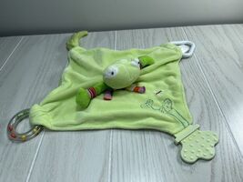 Stephan Baby plush security blanket green frog scarf lovey 2009 rattle t... - $9.64