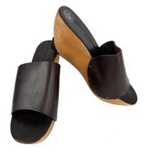 Robert Clergerie Wooden Platform Sandals 6.5 Brown Leather - £70.32 GBP