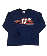 Vintage New York Islanders Claude Lapointe #13 Long Sleeve Blue T-Shirt NHL - £22.30 GBP