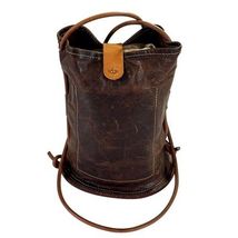 Carol Risley Designs Handmade Leather Cylinder Field Bag Tote Brown Rare - $38.99