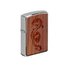 Zippo Lighter - Woodchuck Dragon on Cedar Inlay Brushed Chrome - 855968 - $59.41