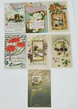 New Years Sincerity Good Wishes Vertical Postcards Posted Set of 7 - £11.30 GBP