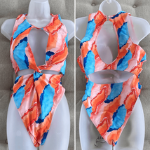 NEW SHEIN One Piece Swimsuit Orange Blue Abstract Pattern 4XL - $16.20