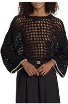 Brunello Cucinelli Linen Silk Blend Netted Sequence Black Sweater Sz M NWT $2599 - £598.71 GBP