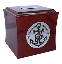 Nautical anchor cremation urn Mahogany wooden memorial for sailor Wooden ash box - £123.82 GBP+