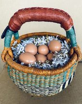 Small African Basket | Round Bolga Basket | Ghana Basket | Plant Pot| Shopper or - £15.82 GBP