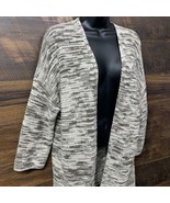 Pure J. JILL Sweater Size Small Brown Cream Open Front 3/4 Cardigan V Cu... - $30.66 CAD