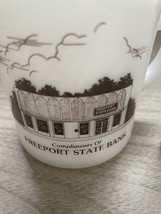 Set of vintage 70's milk glass Freeport Bank coffee mugs image 4